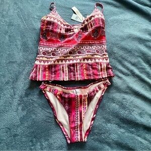 Nanette Lepore Tankini NWT Sz 8 Gold Accent Hardware  beautiful berry colors